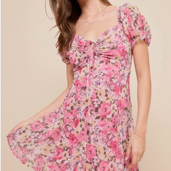 Lulus Dresses & Skirts - NWT Lulu's XL Dress Precious Perspective Pink Floral Mini Dress
